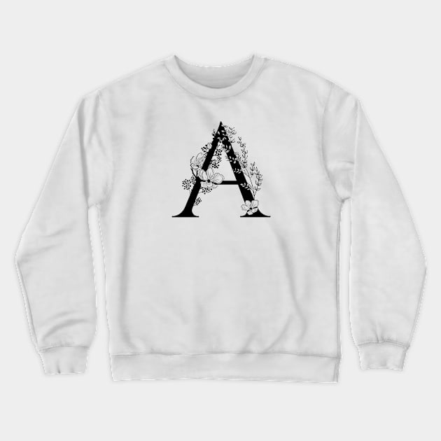 Letter A Monogram - Floral Initial Crewneck Sweatshirt by ZenNature